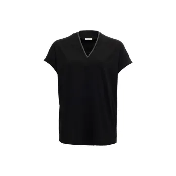 Brunello Cucinelli Embellished V Neck T Shirt