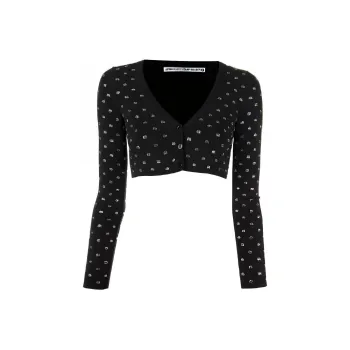 Alexander Wang Crystal logo Cropped Cardigan