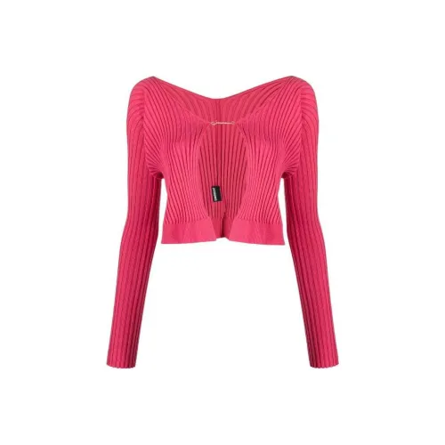 Jacquemus La Maille Pralu Longue Seamless Charm Logo Cardigan Pink