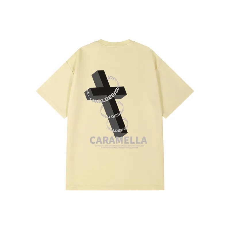 Caramella Drop Shoulder Sleeve T Shirt Unisex White Heather Gray-8