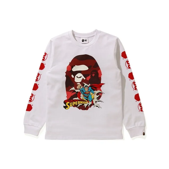A BATHING APE X Dc Superman Long Sleeve Tee White-2