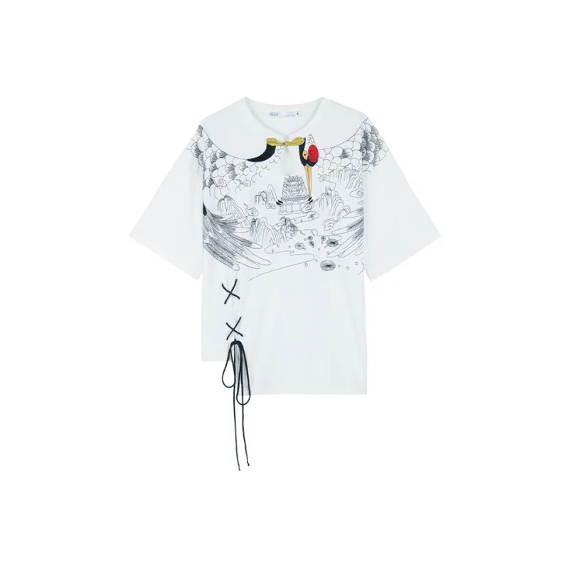 JK&JS Straight Elbow-Length Sleeved T-Shirt Women's-2