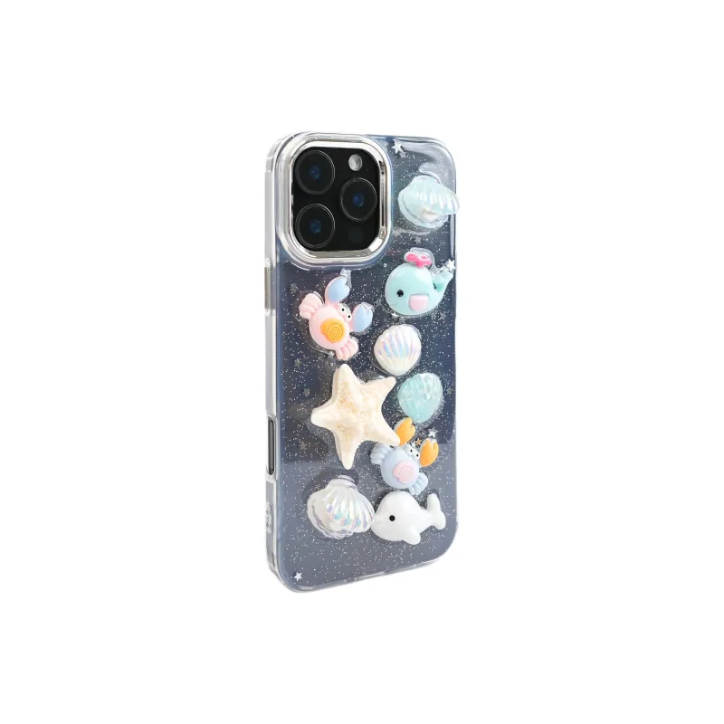 Wei Xin Acrylic Material 3D Effect Starfish Shell Phone Cases Compatible With IPhone 16/15 Pro Max/Apple 13/14 Pro/Max-1