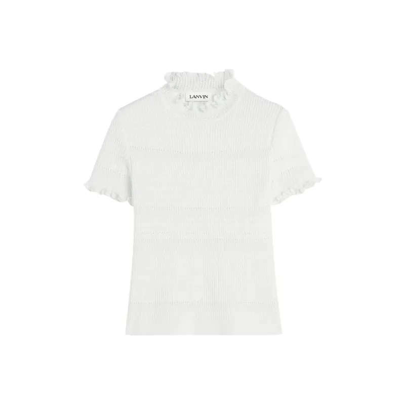 Lanvin Knitted Ruffled T Shirt-0