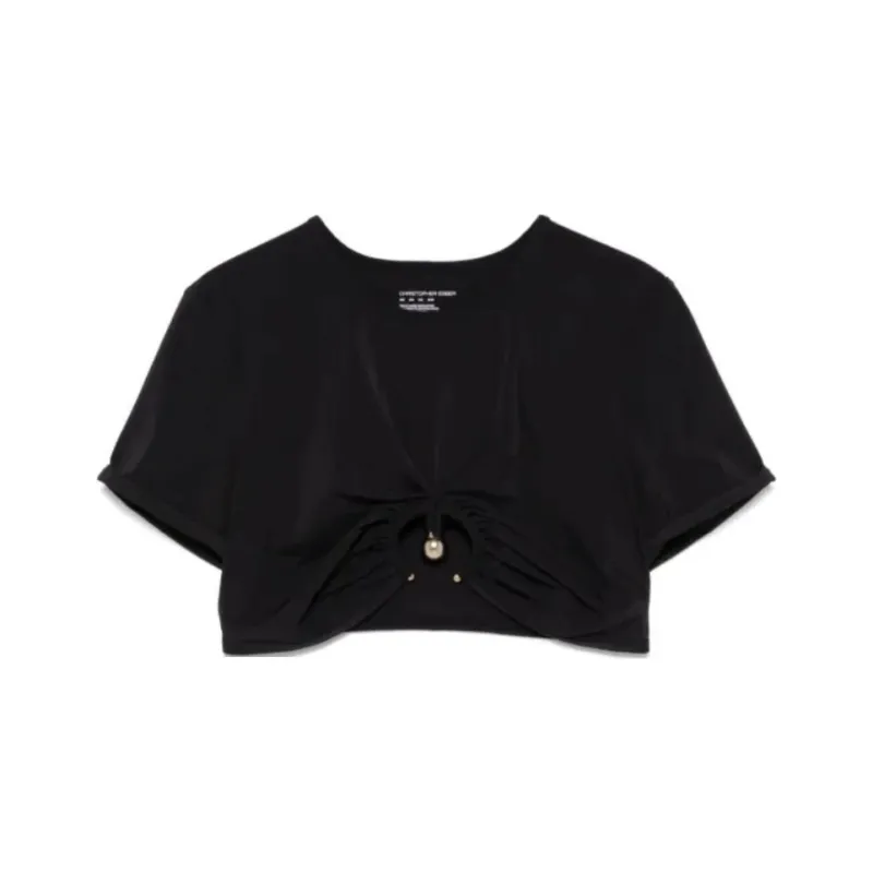 Christopher Esber Ruched Orbit detail Crop Top-0
