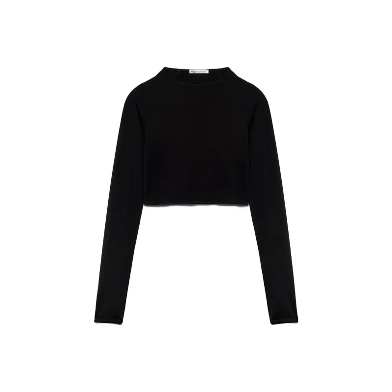 ZARA Regular T-Shirt Women's Black-0