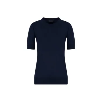 EMPORIO ARMANI Short sleeved Jumper In Plain knit Pure Virgin Wool