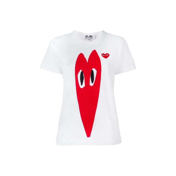 CDG Play Big Heart Logo T Shirt 'White'-0