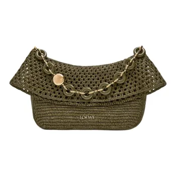 LOEWE Plant Material One Shoulder Handbag Medium Size Women's Dark Khaki