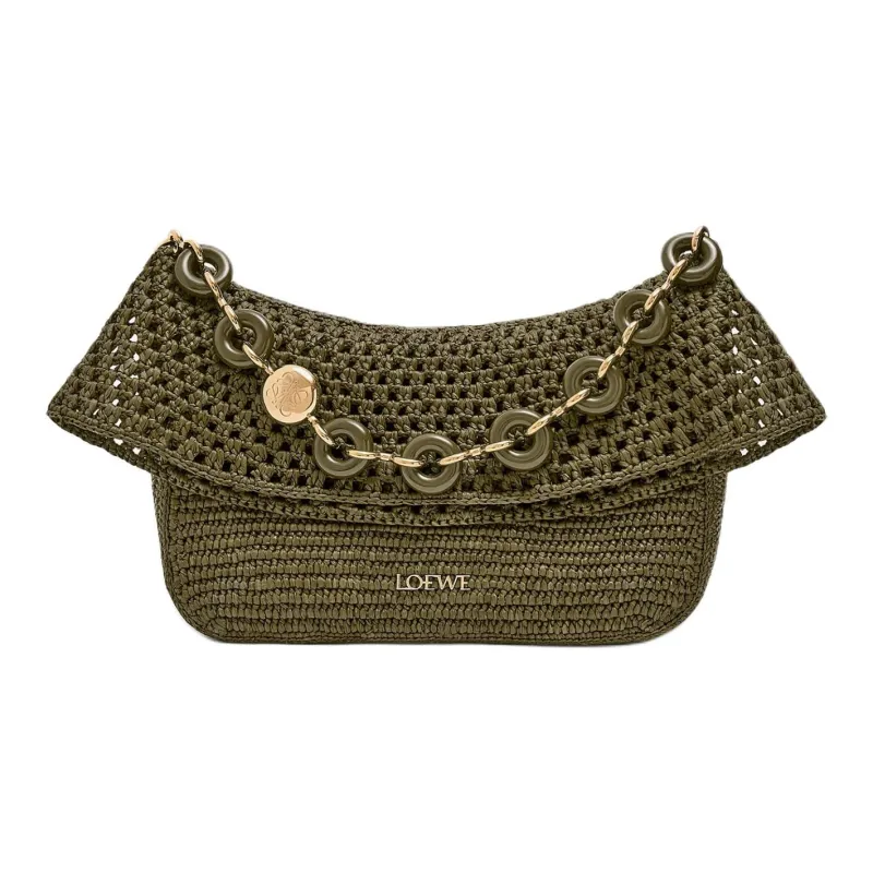 LOEWE Plant Material One Shoulder Handbag Medium Size Women's Dark Khaki-0