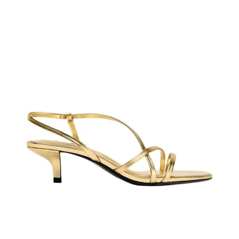 ZARA One Strap Sandals 6cm Women's Gold-1