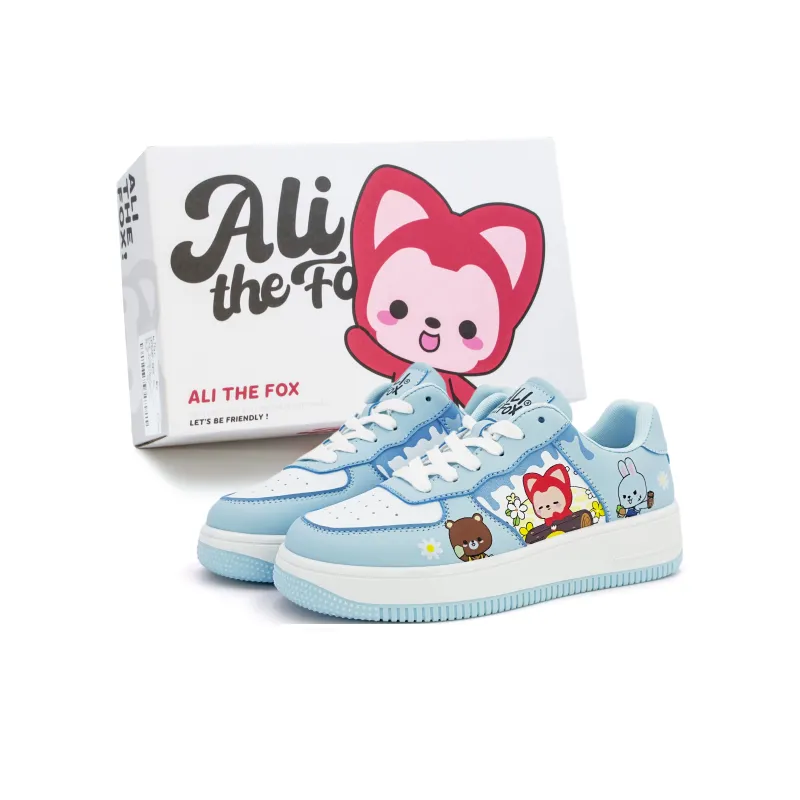 ALI THE FOX Skateboard Shoes Women's Low Top White/Blue-6