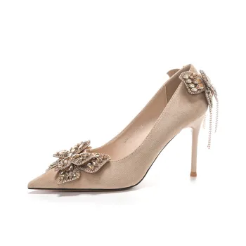 Lan Miao Slim Heel High Heels Women's Nude