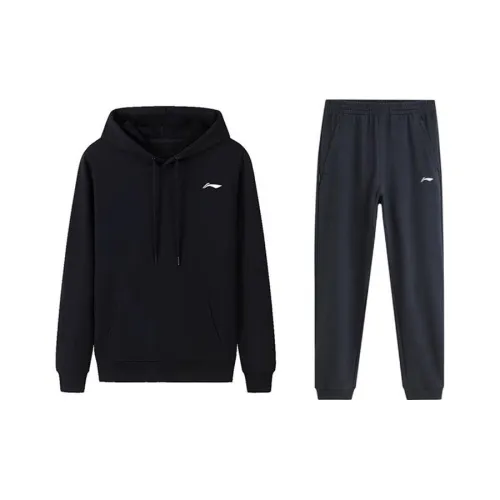 LiNing Sweatshirt Set Men's Black+Black