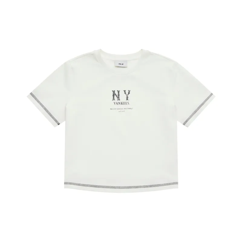 MLB New York Yankees Basic Collection SS25 T Shirt Women's Ivory-0