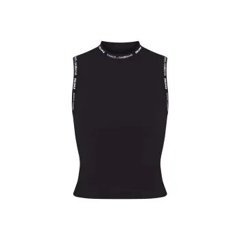 Skims X Dolce&Gabbana Cotton Jersey Mock Neck Tank Onyx