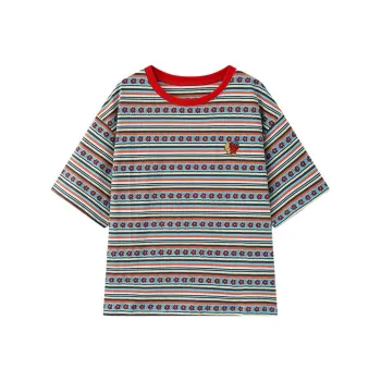 Ning Cai Yuer Regular T Shirt Women's Multicolor Stripes