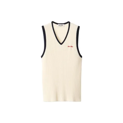 MIU MIU Logo Embroidered Knitted Vest