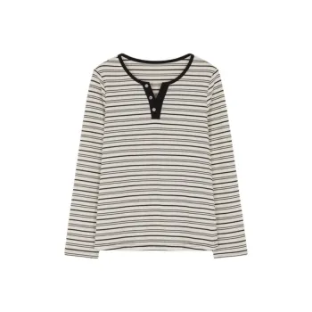 Mo Han Yi Mei New Year T Shirt Women's Black Rice Stripes