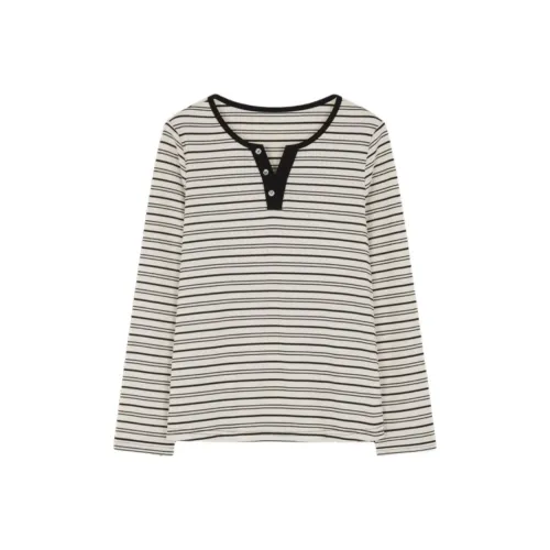 Mo Han Yi Mei New Year T Shirt Women's Black Rice Stripes