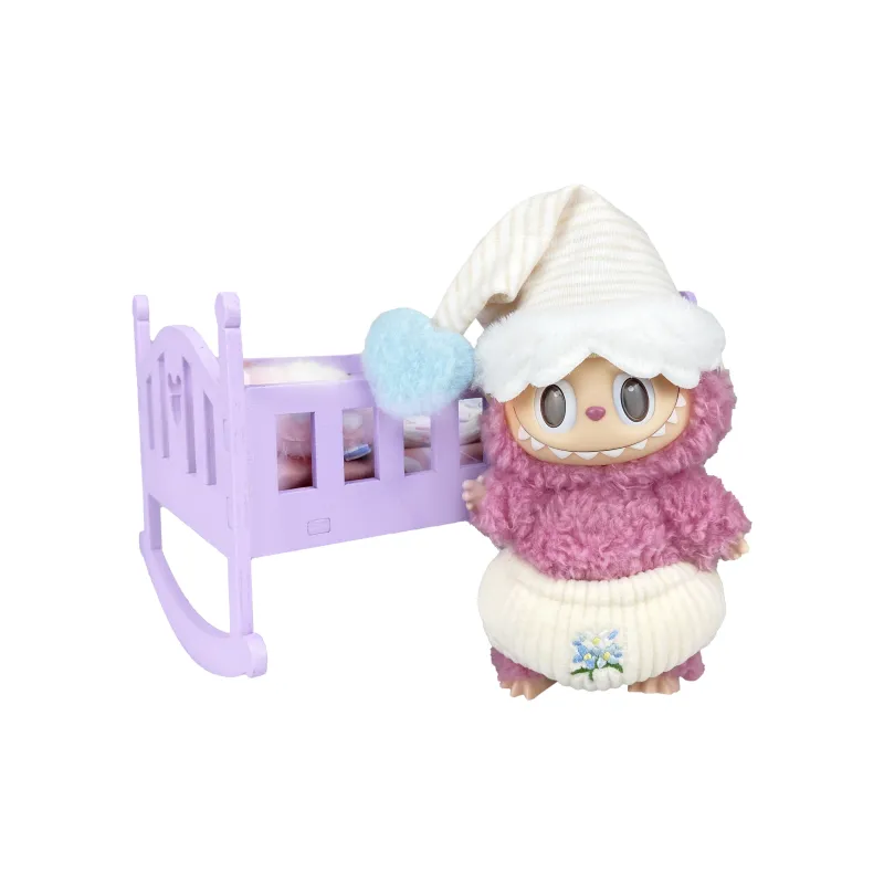 [Modified Doll] POP MART Labubu THEMONSTERS Heartbeat Macaron Collection Good Night's Bed, Cute Hang Tag Box 17cm-6