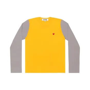 CDG Play T Shirts Women's Yellow Gray Multicolor