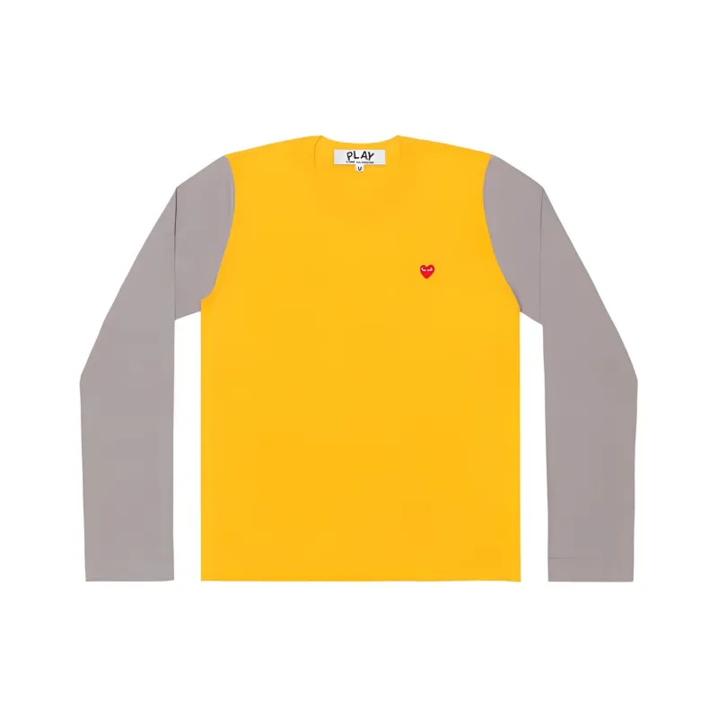 CDG Play T Shirts Women's Yellow Gray Multicolor-0
