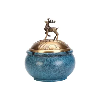 Xuan Rafters Pavilion Brass Ashtray Creative Individual Trendy Home Living Room Office Ornament Vintage Premium Feel