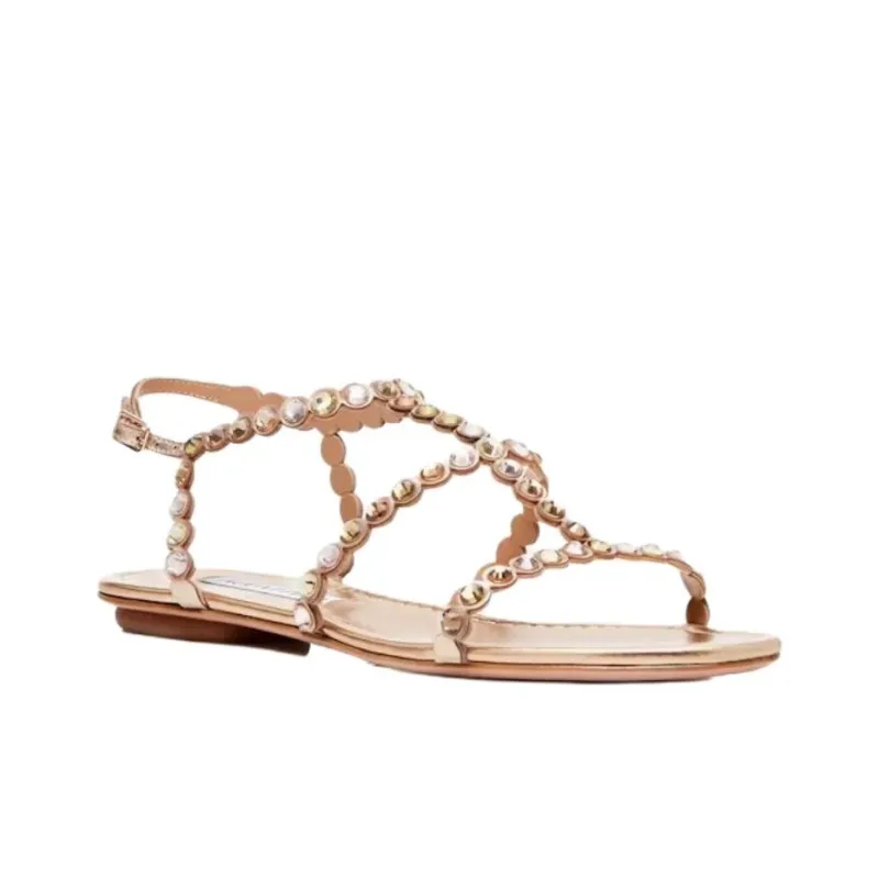 AQUAZZURA Tequila One Strap Sandals Women's Gold-2