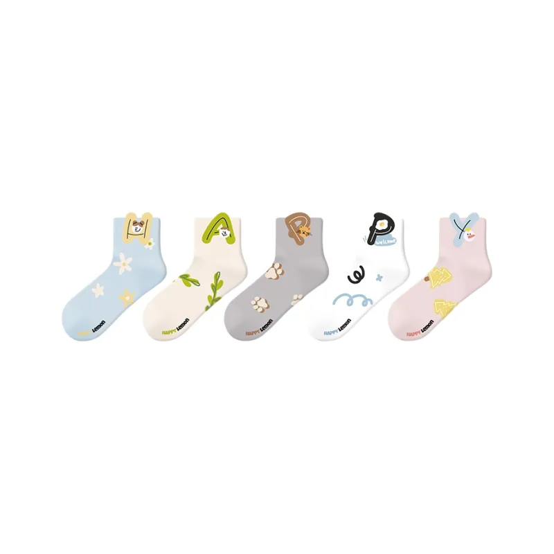 Happylemon Mid Calf Socks Women's 5 Pack-0