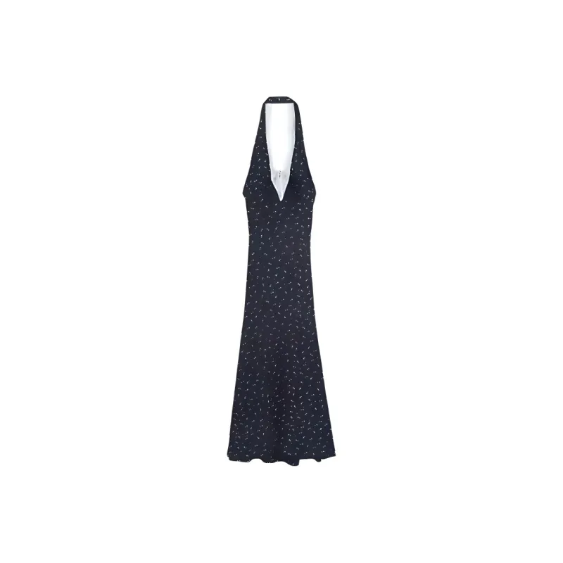 XIAOJUCHUANLI Slip Dress Women's Blue Print-1
