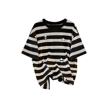 TOUCH T Shirt Women's Black Rice Stripes