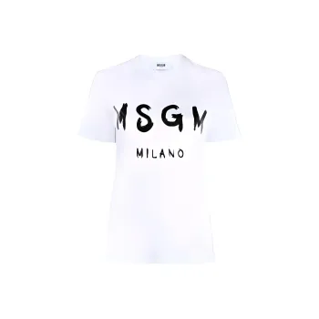 MSGM Logo Printed Crewneck T Shirt