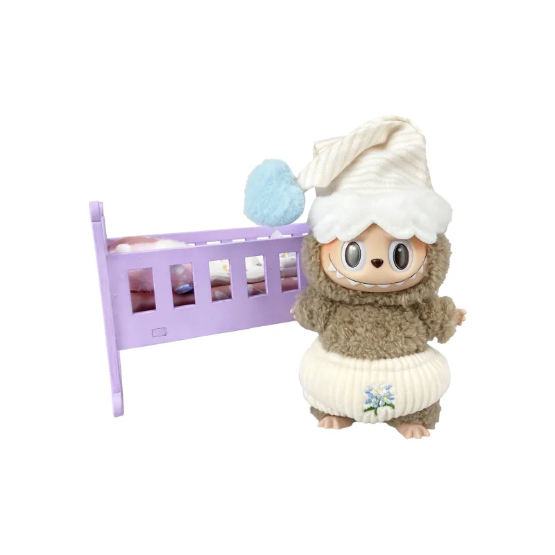 [Modified Doll] POP MART Labubu THEMONSTERS Heartbeat Macaron Collection Good Night's Bed, Cute Hang Tag Box 17cm-24