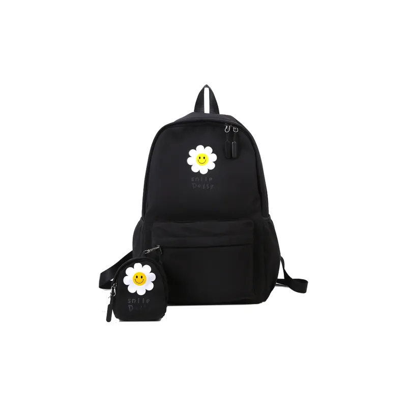 Yalu Canvas Backpack Unisex Black/Pink/Watermelon Red/Yellow/Green/Blue-0
