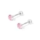 [1 Pair]4mm Pink Zircon Stud Earrings[999 Fine Silver]