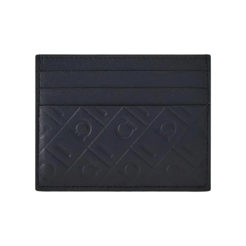 FERRAGAMO Calfskin Card Holder Men's Dark Cyan-1