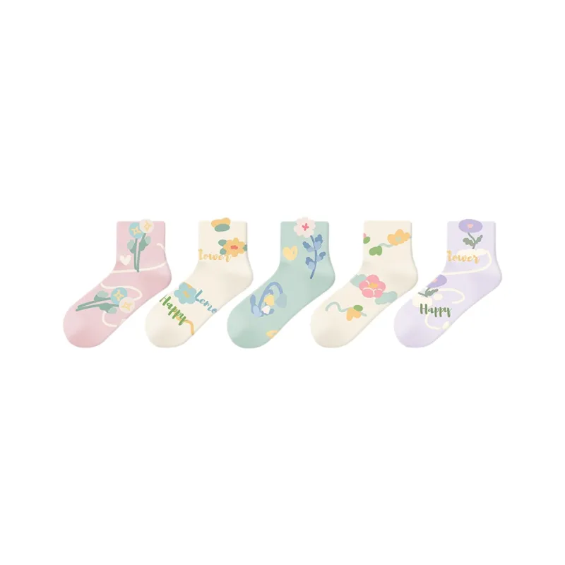 Happylemon Mid Calf Socks Women's 5 Pack-8