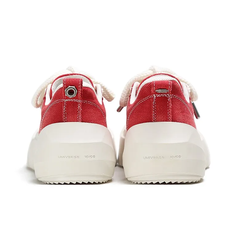 ADCDAVINCI Height Increasing Abrasion Resistant Slip Resistant Low Top Canvas Shoes Unisex Red-3