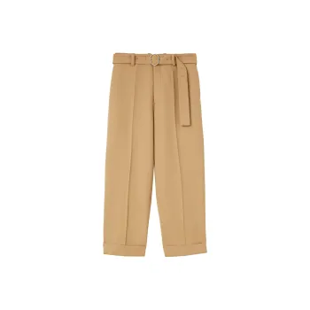 JIL SANDER Straight leg Belted Wool Trousers