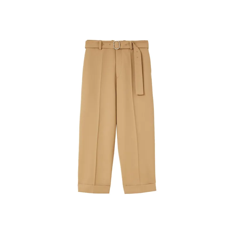 JIL SANDER Straight leg Belted Wool Trousers-0