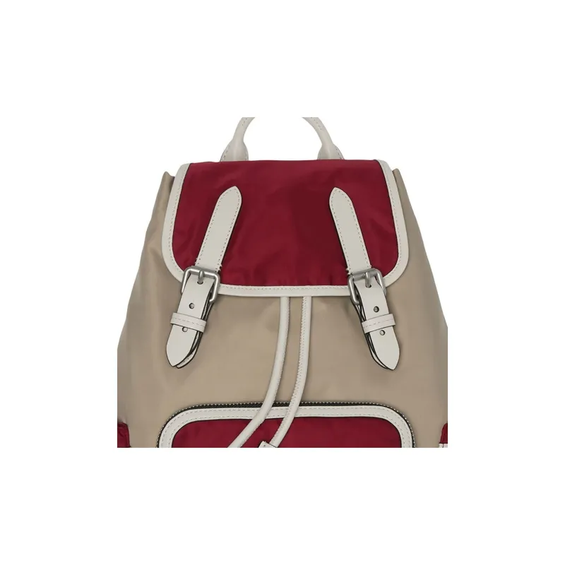 Burberry Polyamide And Leather Backpack Women's Red-3