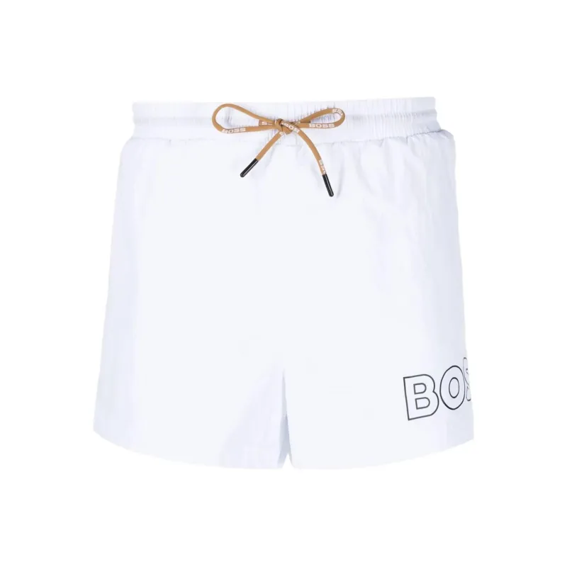 BOSS Logo print Drawstring Swim Shorts-0