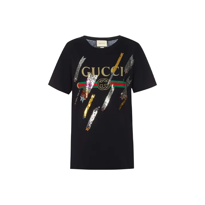 GUCCI Logo T shirt With Shooting Stars-0