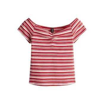 H&M T Shirt Women's Red Stripes