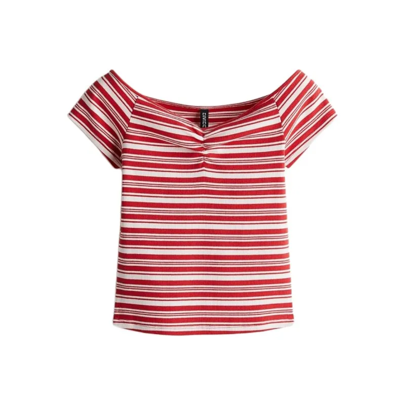 H&M T Shirt Women's Red Stripes-0
