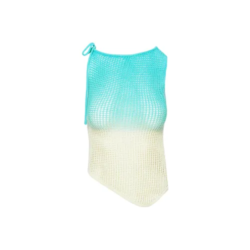 PRINCESS POLLY Tank Tops Women's Blue Cream/Cream Blue