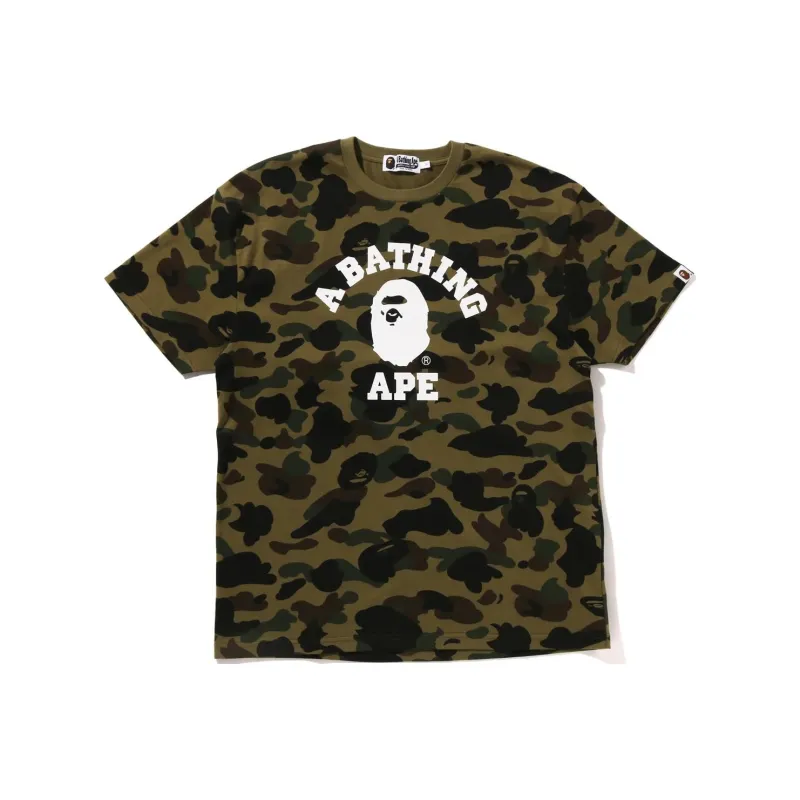 A BATHING APE Women's 1st Camo College Oversized Tee Green-2