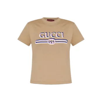 GUCCI Logo Printed Crewneck T Shirt