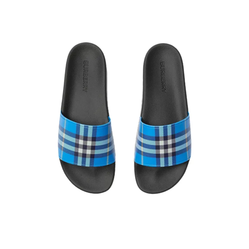Burberry Slip Resistant Slide Slippers Men's Blue-3